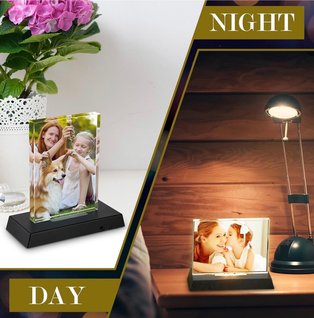 Personalized Crystal LED Photo Frame - Custom Light-Up Picture Display