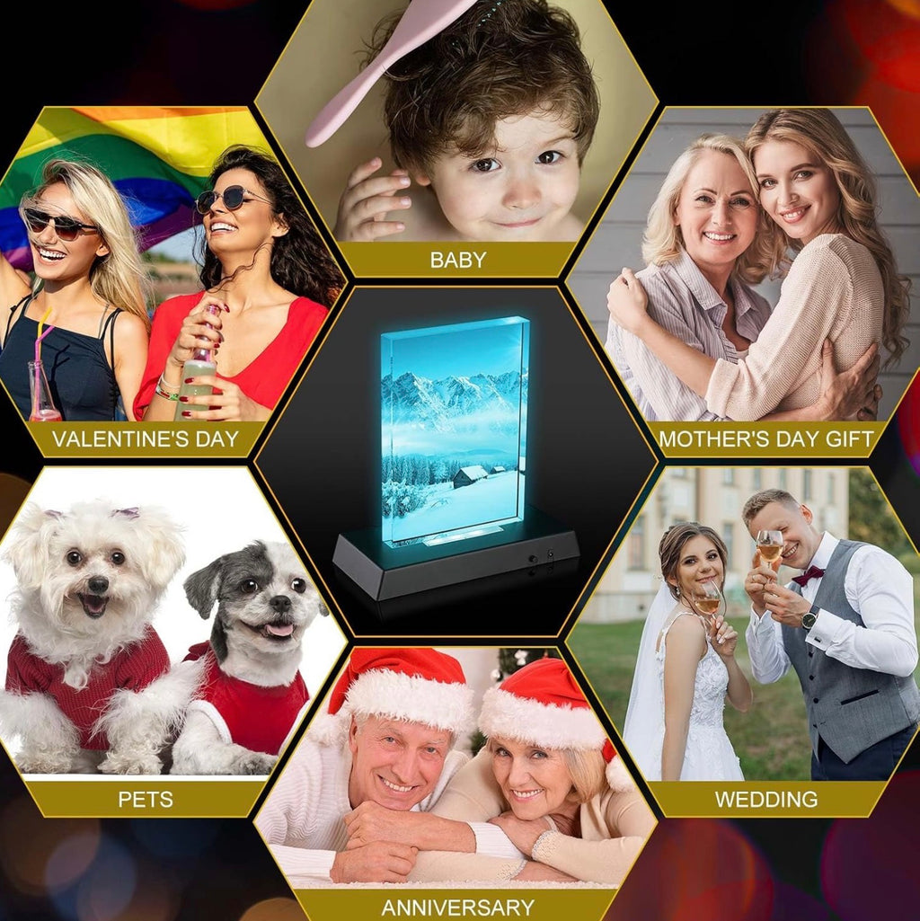 Personalized Crystal LED Photo Frame - Custom Light-Up Picture Display