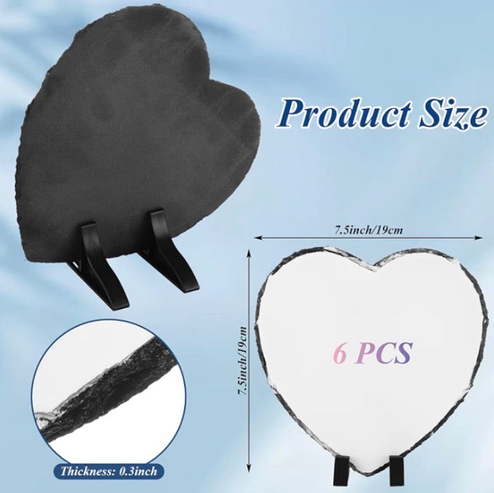 Personalized Heart-Shaped Stone Slate Photo Frame