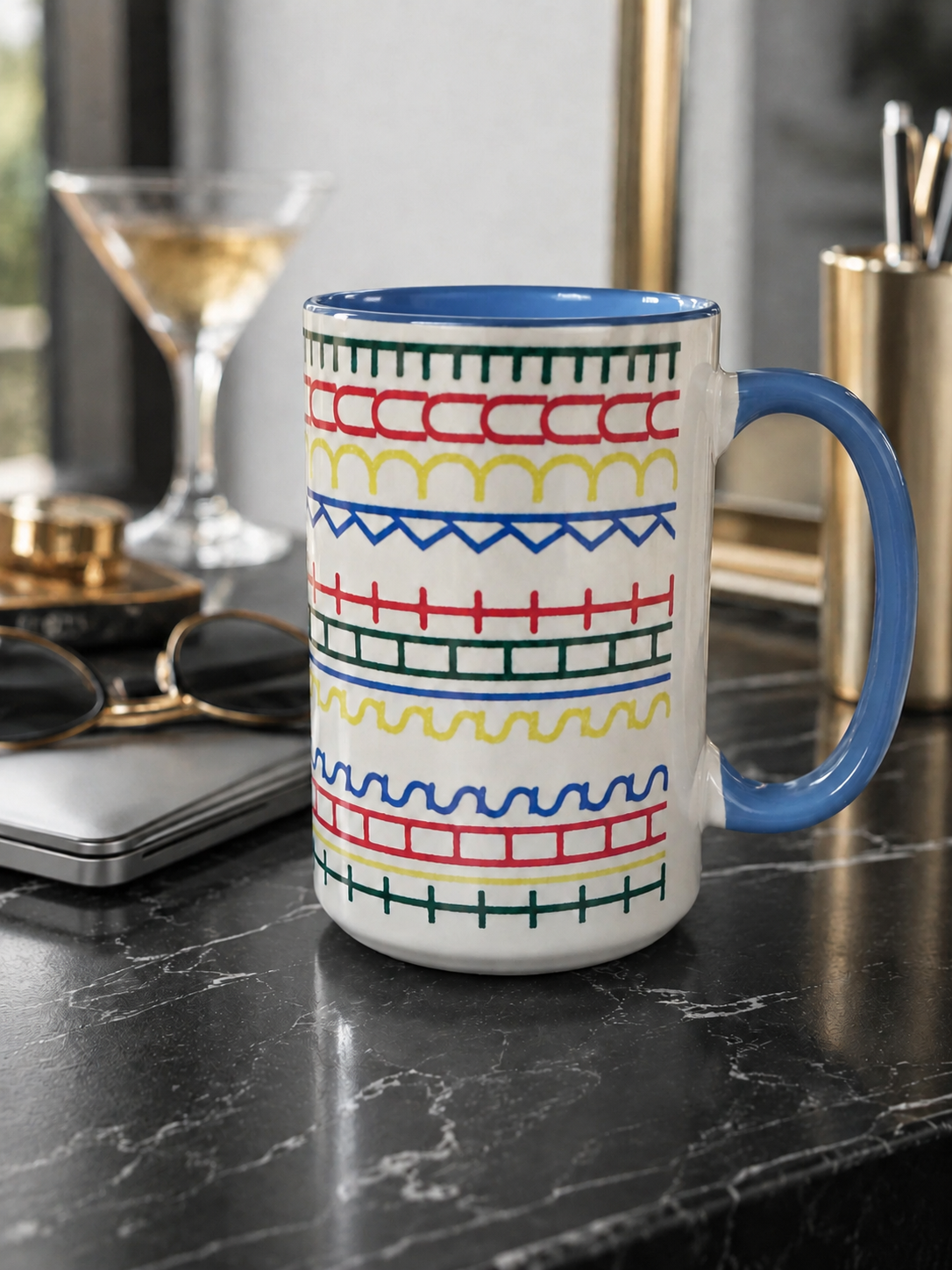Colorful Hidden-Message Blue Accent Mug – 15 oz